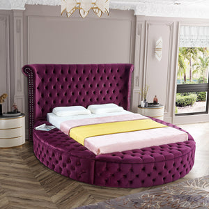 Luxus Purple Velvet King Bed - Furnish 4 Less 98 (NY)*