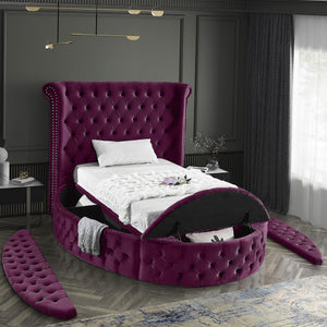 Luxus Purple Velvet Twin Bed - Furnish 4 Less 98 (NY)*