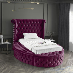 Luxus Purple Velvet Twin Bed - Furnish 4 Less 98 (NY)*