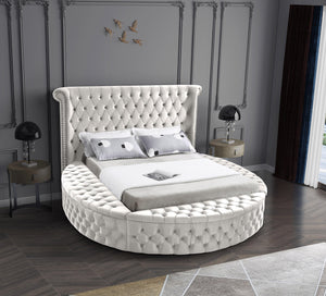 Luxus Cream Velvet Full Bed (3 Boxes) - Furnish 4 Less 98 (NY)*