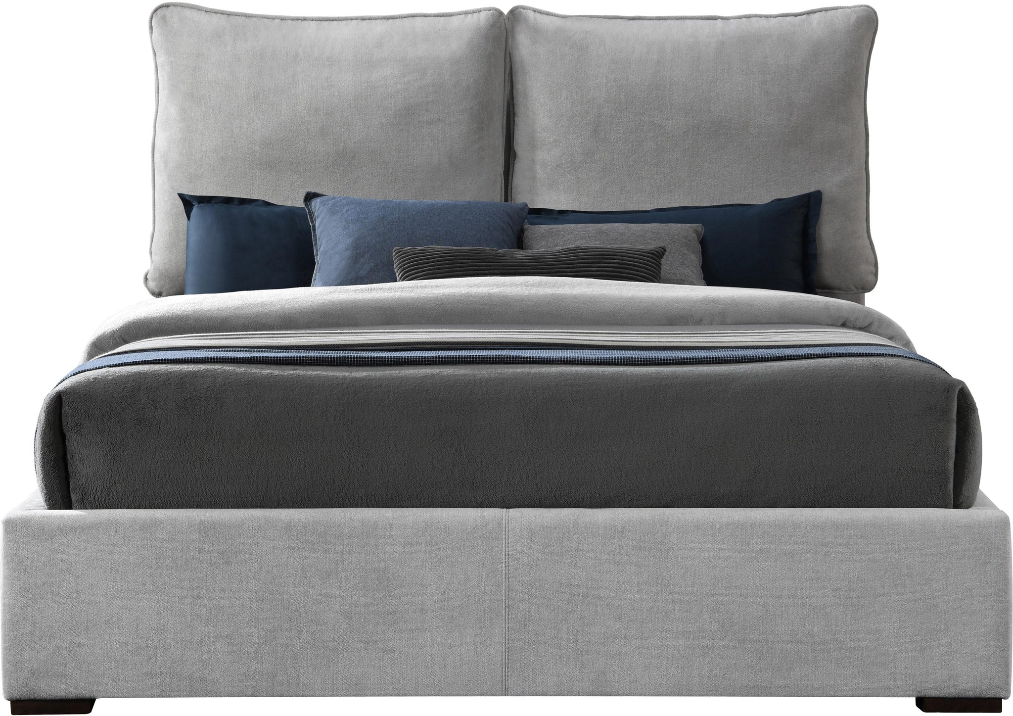 Misha Light Grey Polyester Fabric Full Bed (3 Boxes)