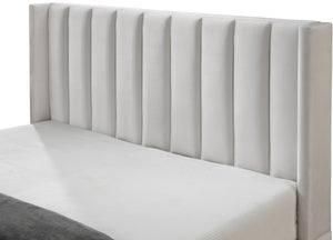 Nadia Cream Velvet Queen Bed - Furnish 4 Less 98 (NY)*