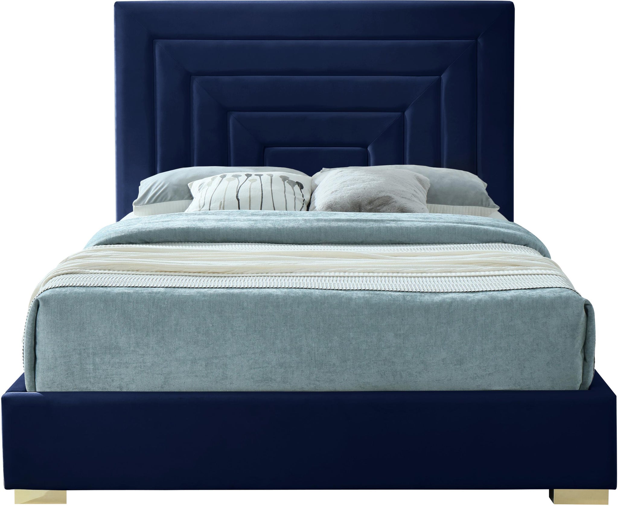 Nora Navy Velvet Full Bed