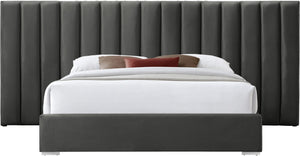 Pablo Grey Velvet Queen Bed - Furnish 4 Less 98 (NY)*