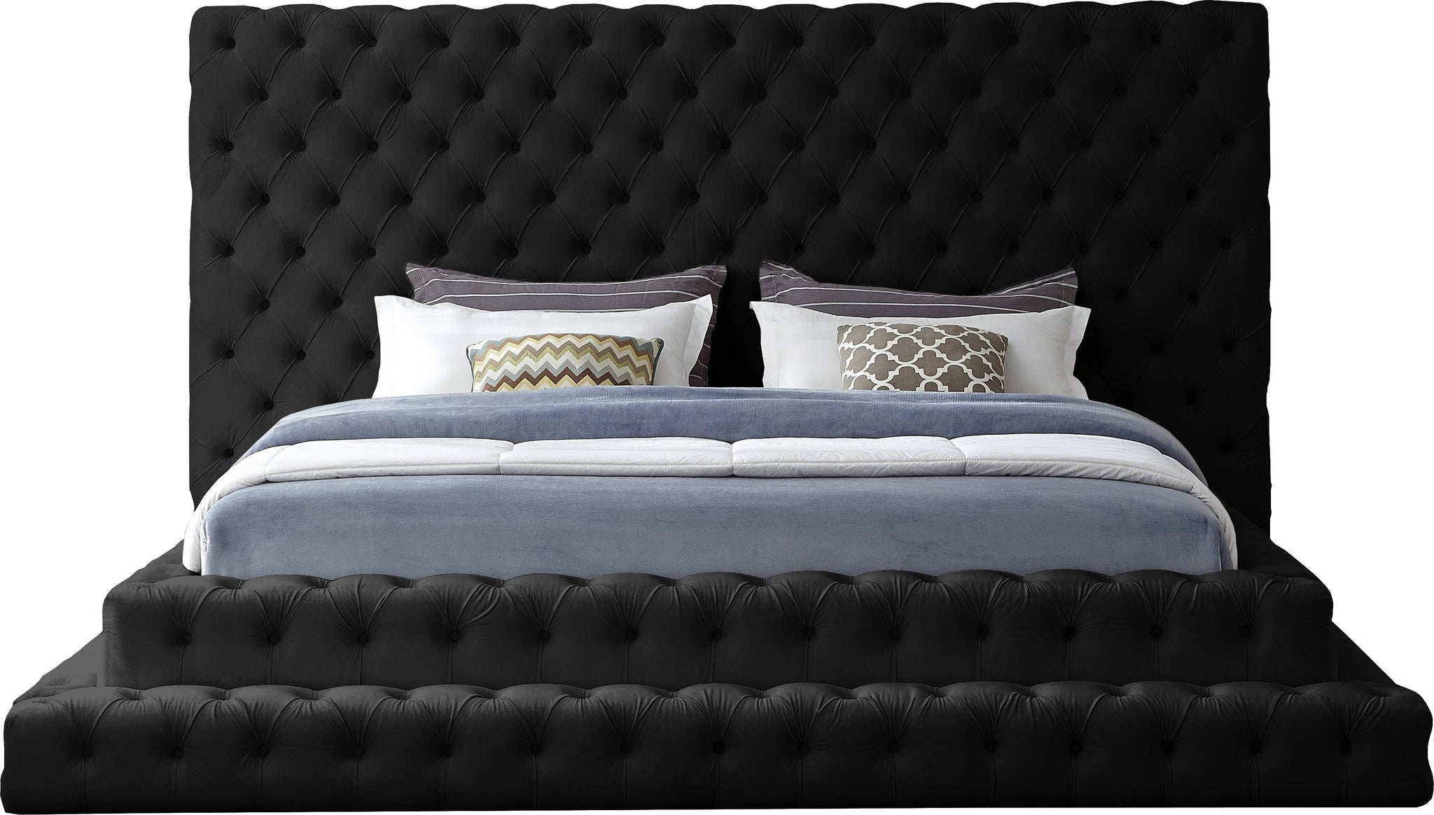 Revel Black Velvet King Bed (3 Boxes)