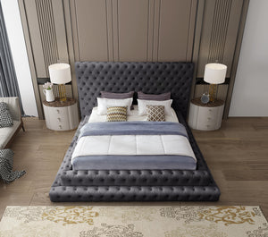 Revel Grey Velvet King Bed (3 Boxes)