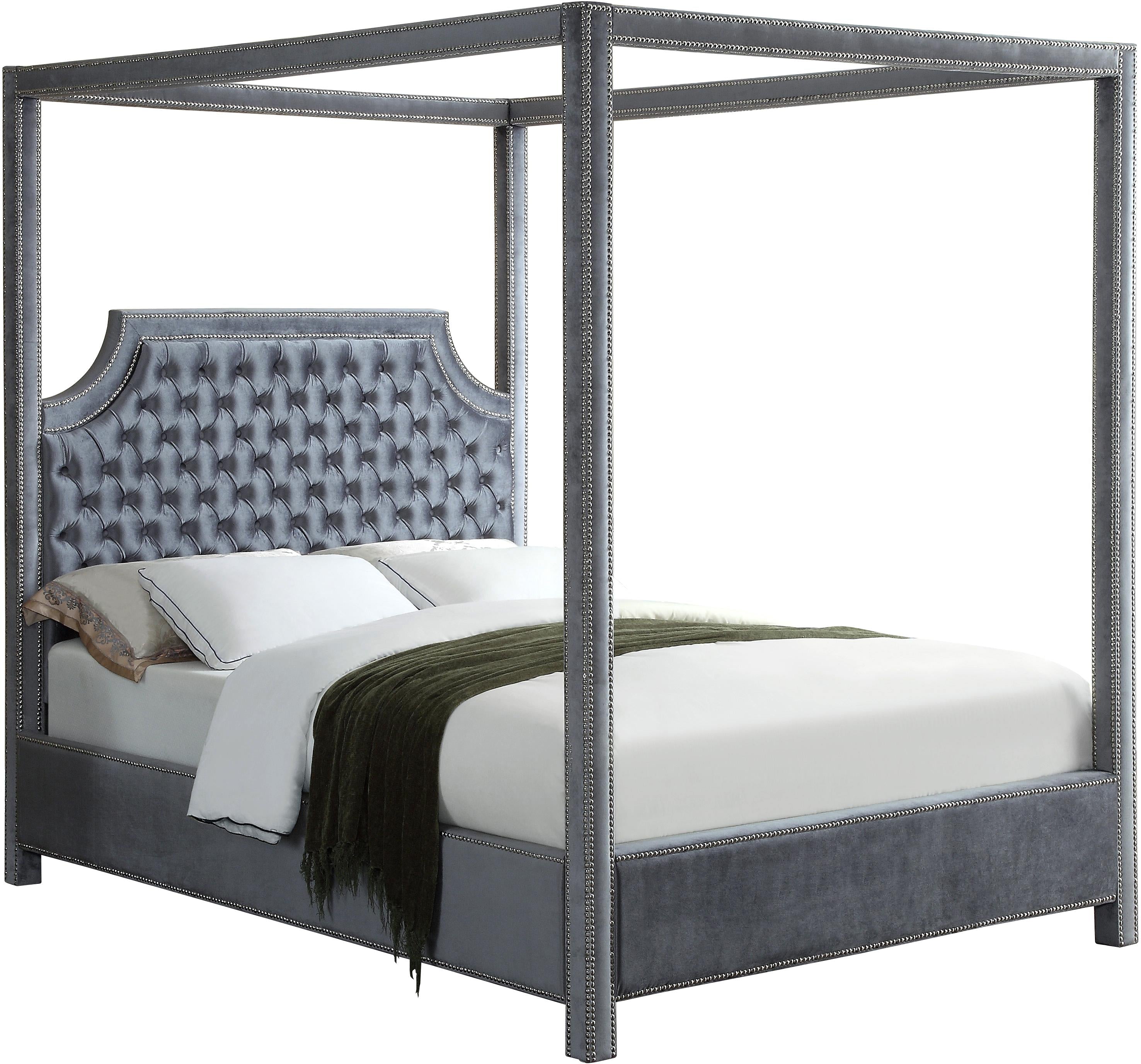 Rowan Grey Velvet King Bed (3 Boxes) image