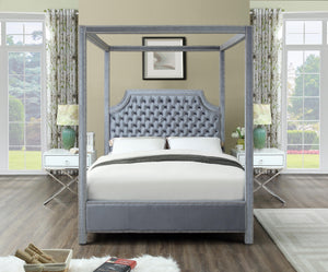 Rowan Grey Velvet King Bed (3 Boxes) - Furnish 4 Less 98 (NY)*