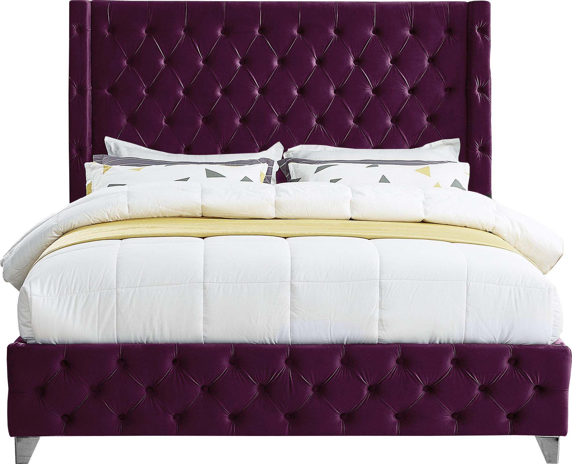 Savan Purple Velvet Full Bed - Furnish 4 Less 98 (NY)*