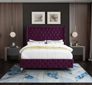 Savan Purple Velvet Full Bed - Furnish 4 Less 98 (NY)*