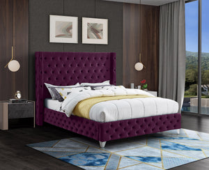 Savan Purple Velvet Full Bed - Furnish 4 Less 98 (NY)*