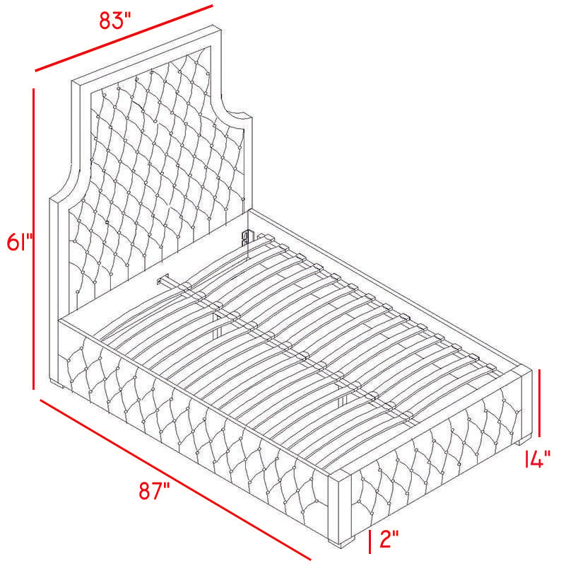 Sedona Grey Velvet King Bed - Furnish 4 Less 98 (NY)*