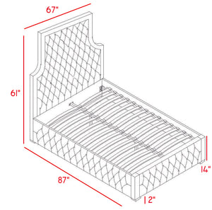 Sedona Grey Velvet Queen Bed - Furnish 4 Less 98 (NY)*