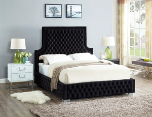 Sedona Black Velvet King Bed - Furnish 4 Less 98 (NY)*