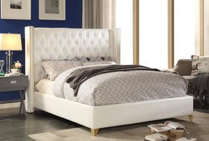 Soho White Bonded Leather King Bed - Furnish 4 Less 98 (NY)*