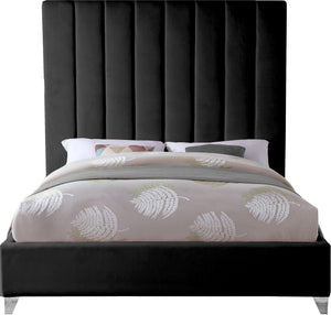 Via Black Velvet Queen Bed - Furnish 4 Less 98 (NY)*