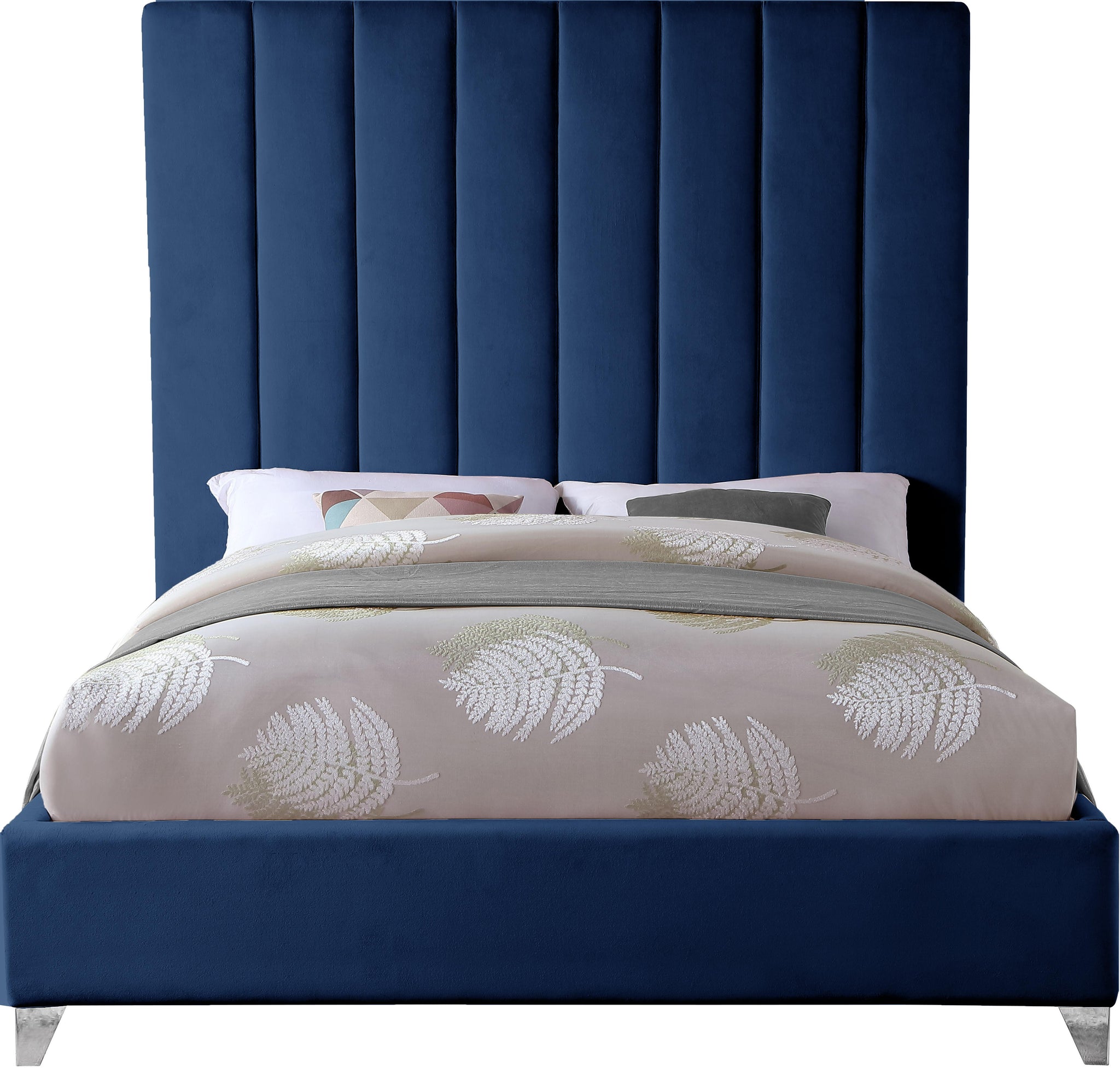 Via Navy Velvet Full Bed - Furnish 4 Less 98 (NY)*