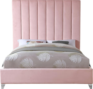 Via Pink Velvet Queen Bed - Furnish 4 Less 98 (NY)*