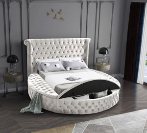 Luxus Cream Velvet King Bed (3 Boxes) - Furnish 4 Less 98 (NY)*