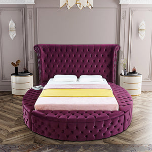 Luxus Purple Velvet Queen Bed - Furnish 4 Less 98 (NY)*