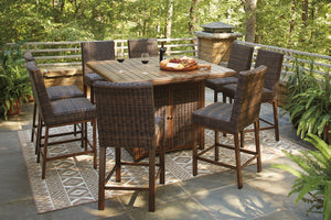 Paradise Trail 9-Piece Outdoor Bar Table Set