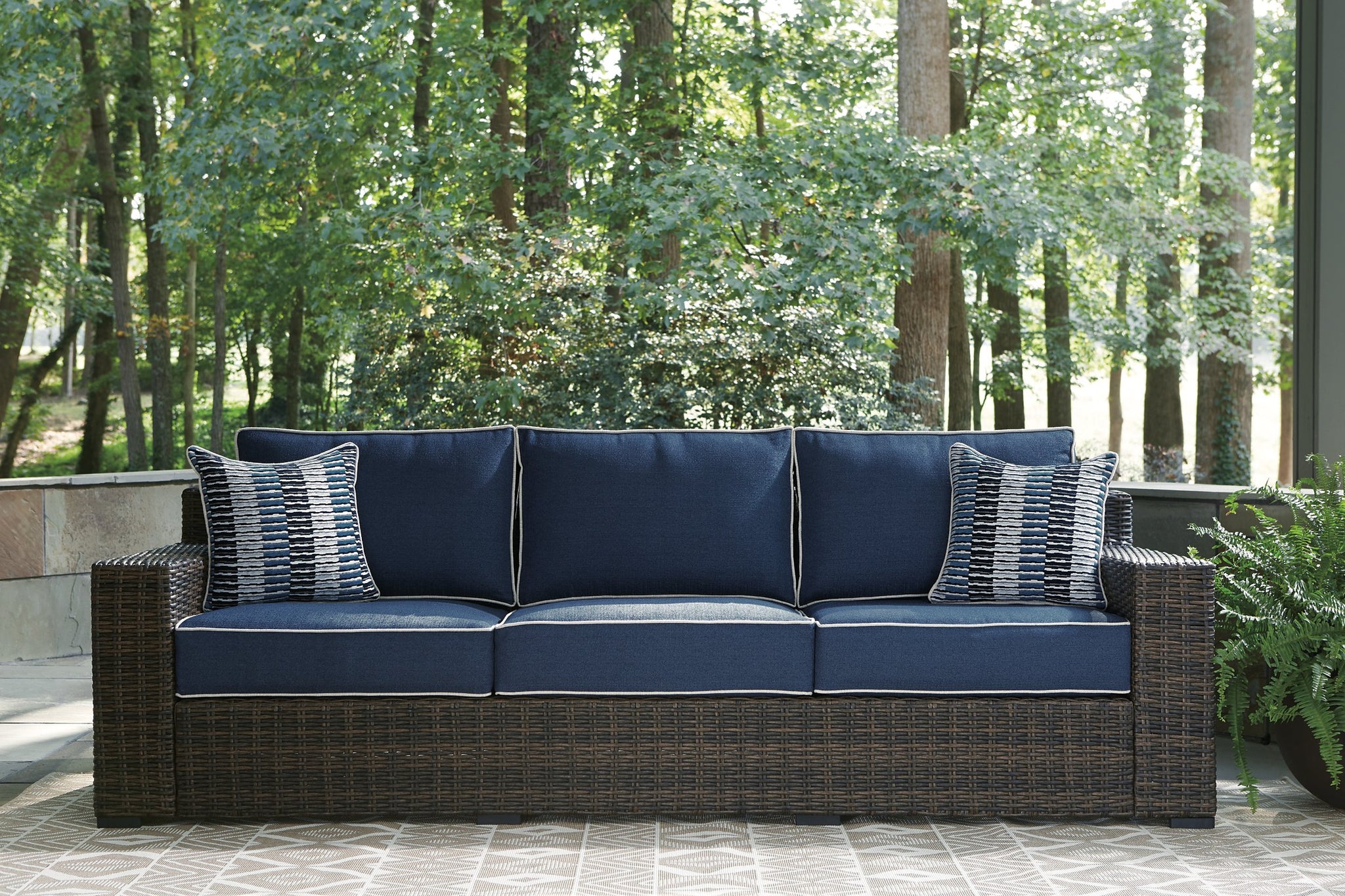 Grasson Lane 3-Piece Outdoor Sofa and Loveseat with Ottoman