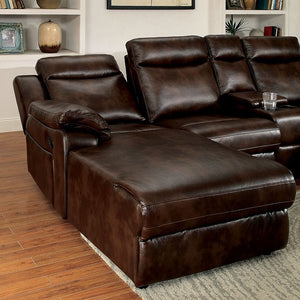 Hardy Brown Sectional w/ Console, Brown