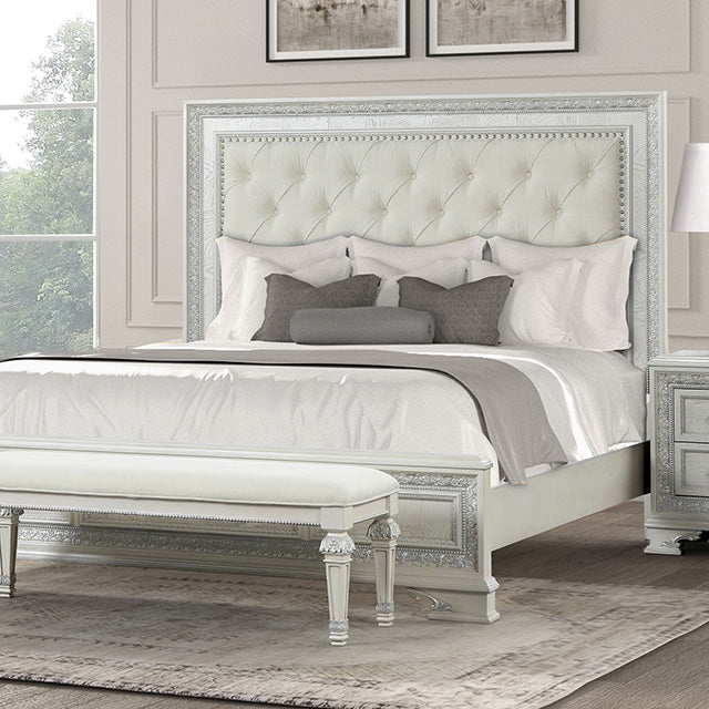Stella Mia 4 Pc 5 Pc Queen Bedroom Set White & White