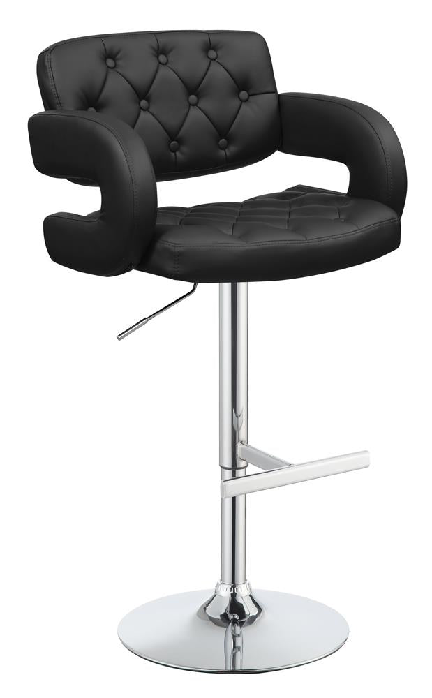 G102555 Contemporary Black Faux Leather Adjustable Bar Stool image