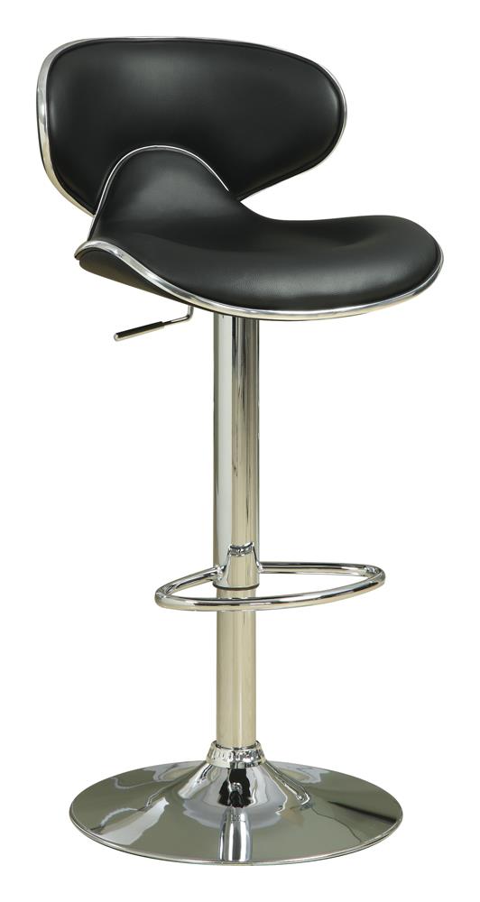 G120359 Contemporary Chrome and Black Adjustable Bar Stool image