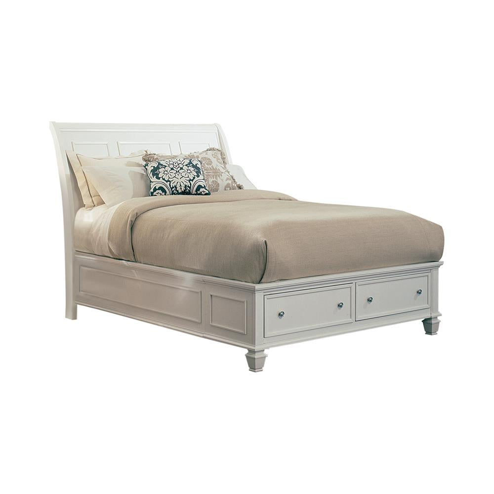 Sandy Beach White California King Sleigh Bed With Footboard Storage image