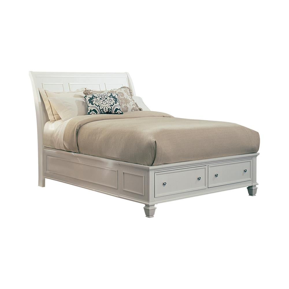 Sandy Beach White Queen Sleigh Bed With Footboard Storage image