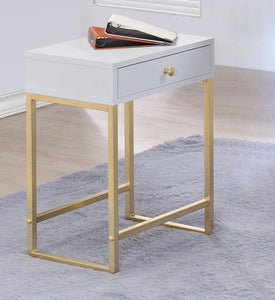 Coleen White & Brass Side Table image