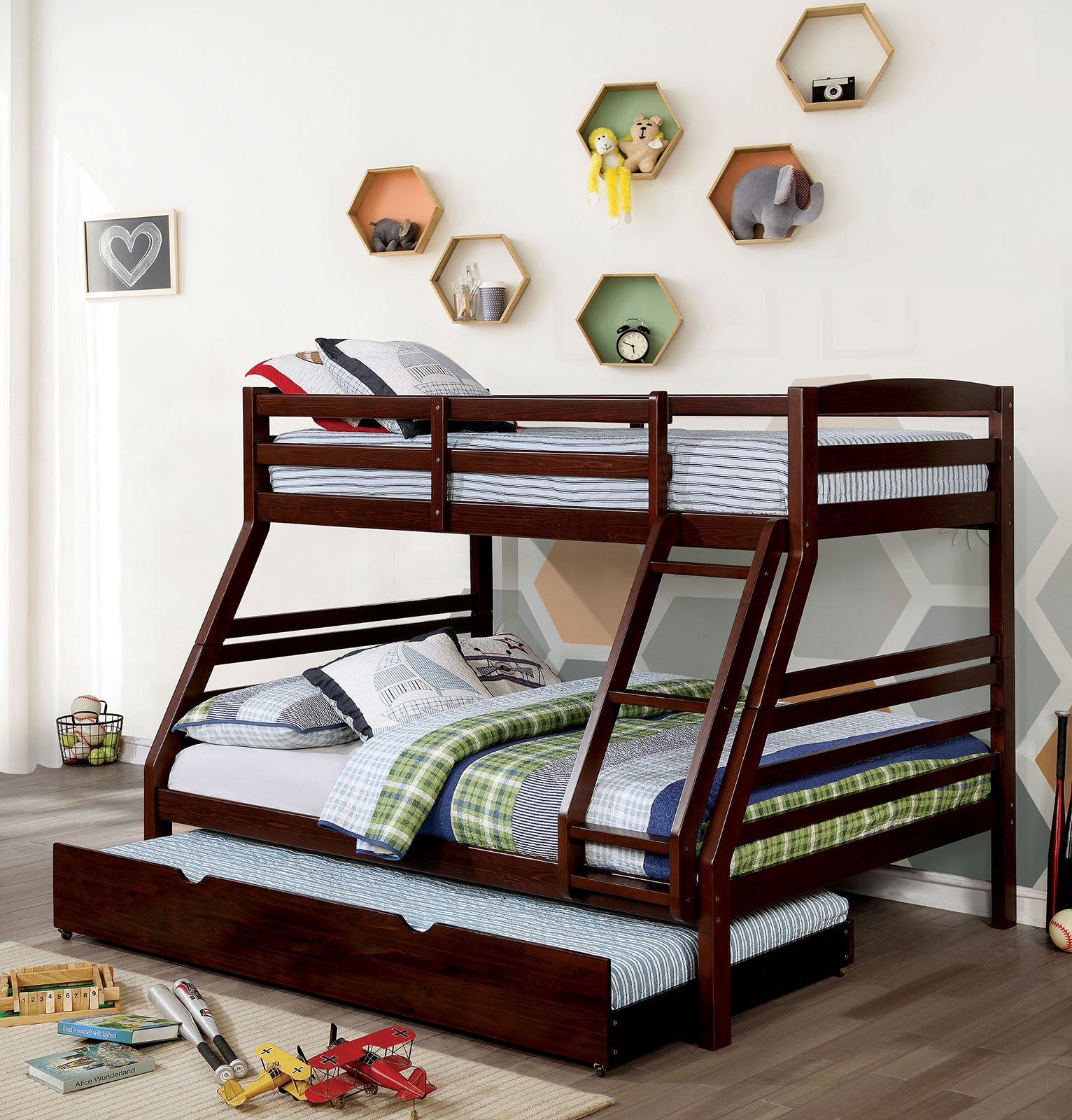 Elaine Wire-Brushed Warm Gray Twin/ Full Bunk Bed image