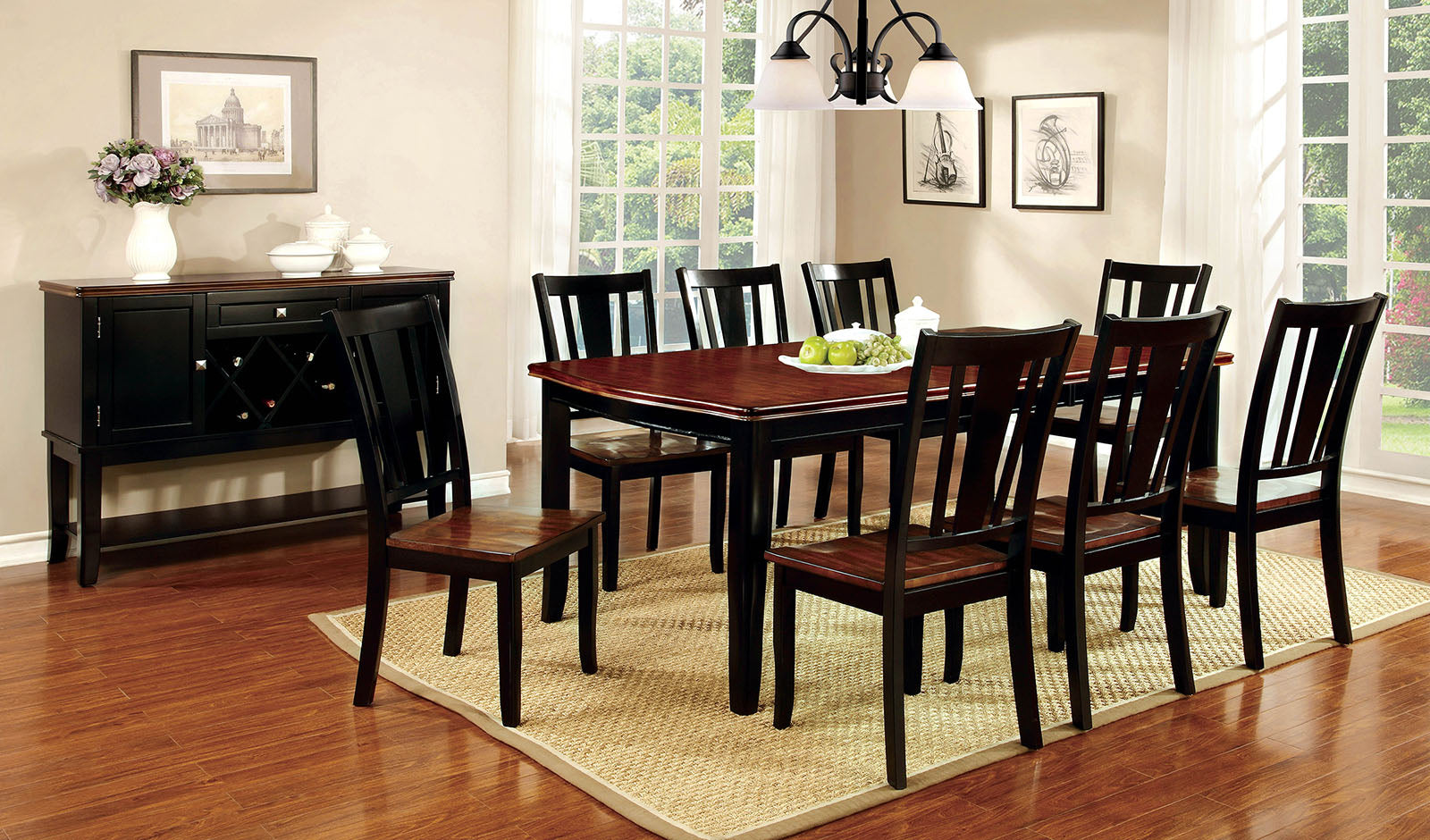 DOVER Black/Cherry Dining Table w/ 18