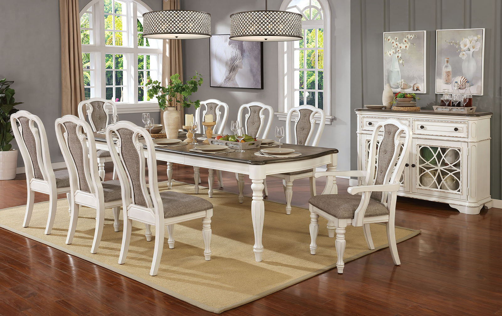 LESLIE 9 Pc. Dining Table Set (2AC+6SC) image