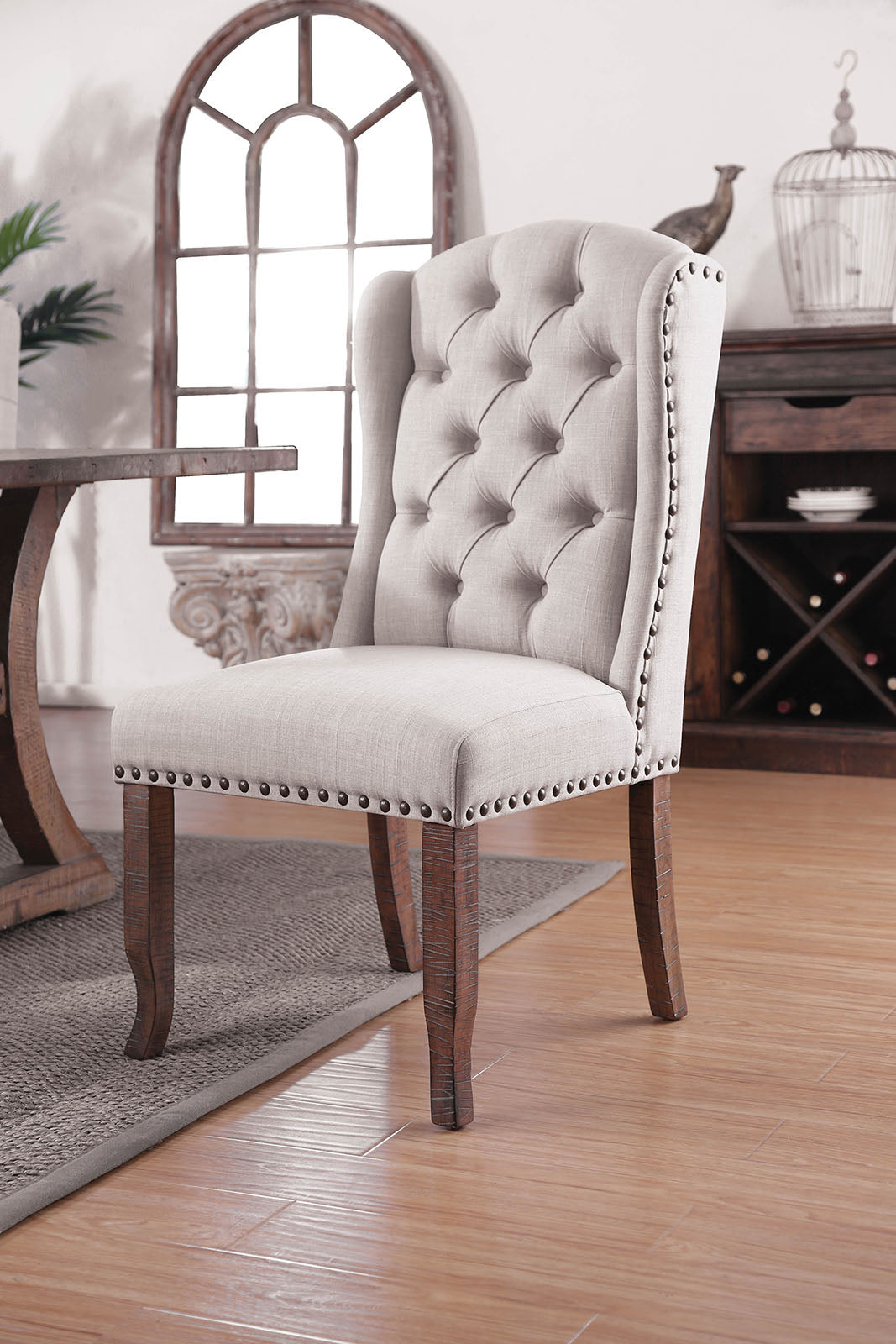 Gianna Rustic Pine/Ivory Wingback Chair (2/CTN) image