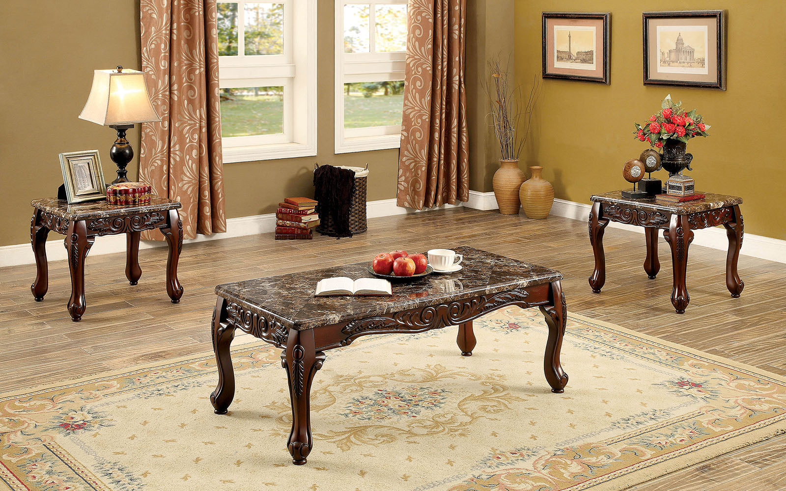 Lechester Dark Oak/Brown 3 Pc. Coffee Table Set image