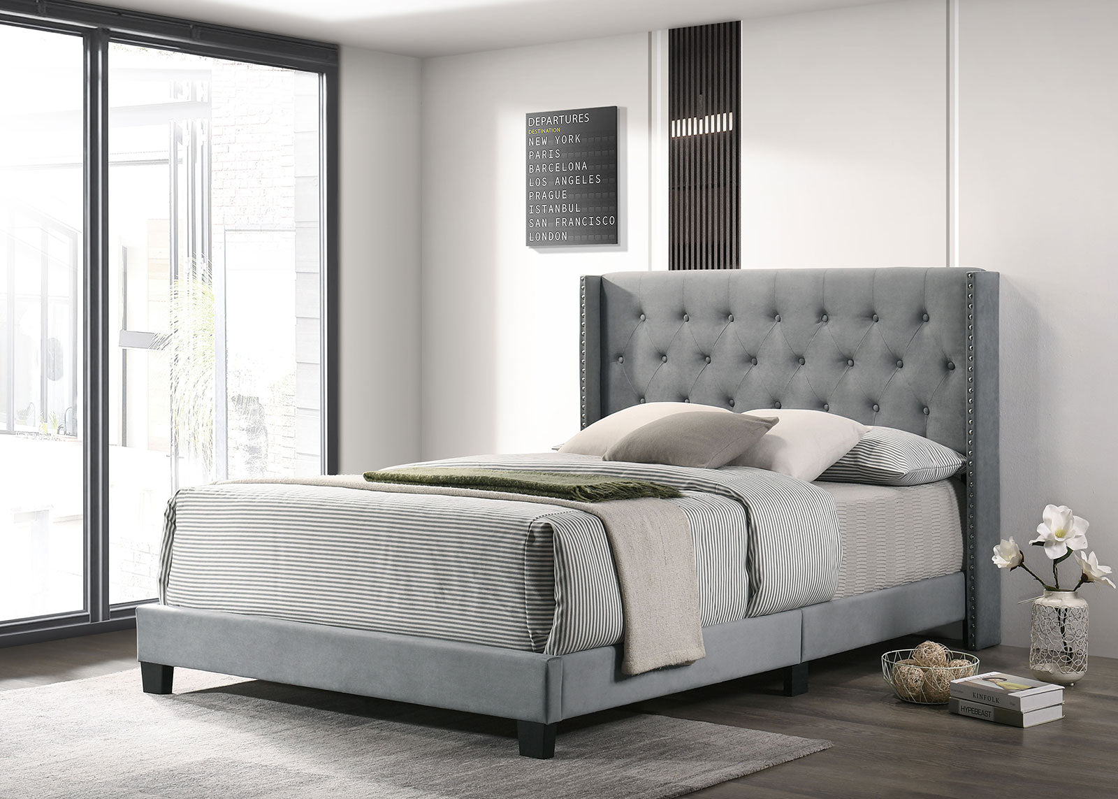 JENELLE E.King Bed, Light Gray image