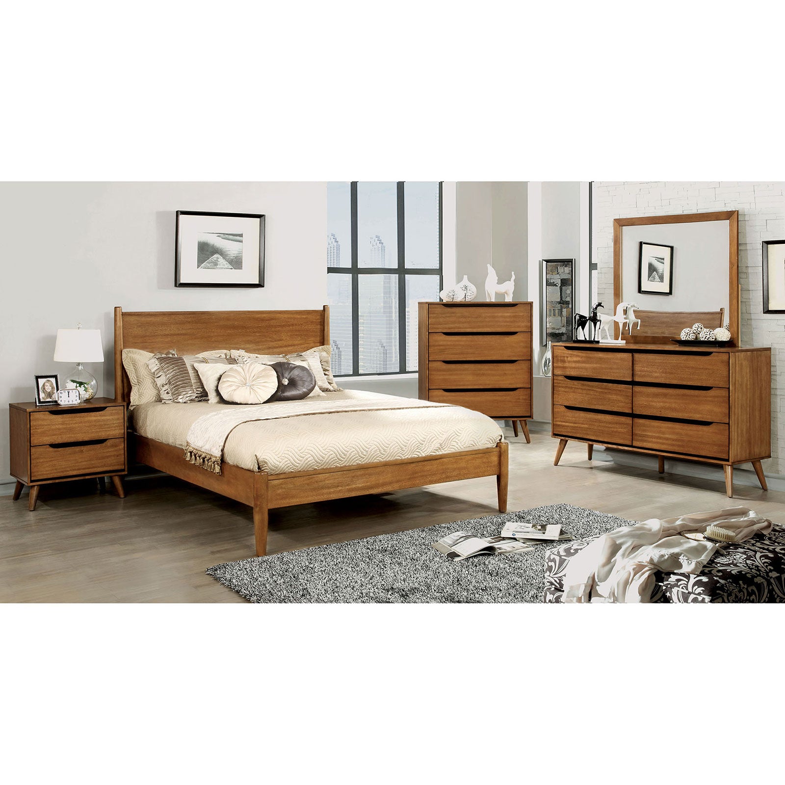 Lennart Oak 5 Pc. Queen Bedroom Set w/ 2NS image