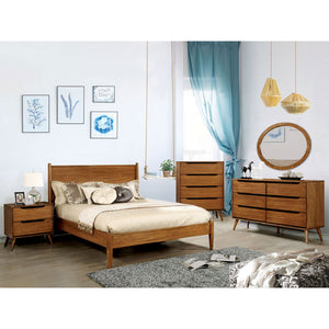 LENNART II Oak 4 Pc. Twin Bedroom Set w/ Oval Mirror image