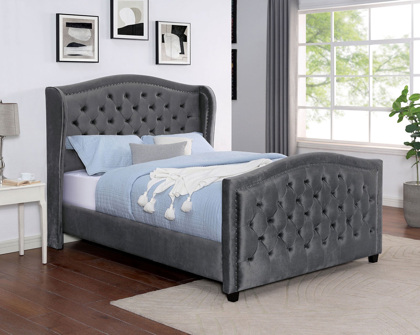 KERRAN Cal.King Bed, Dark Gray image