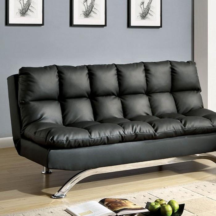 Aristo Black/Chrome Futon, Black image