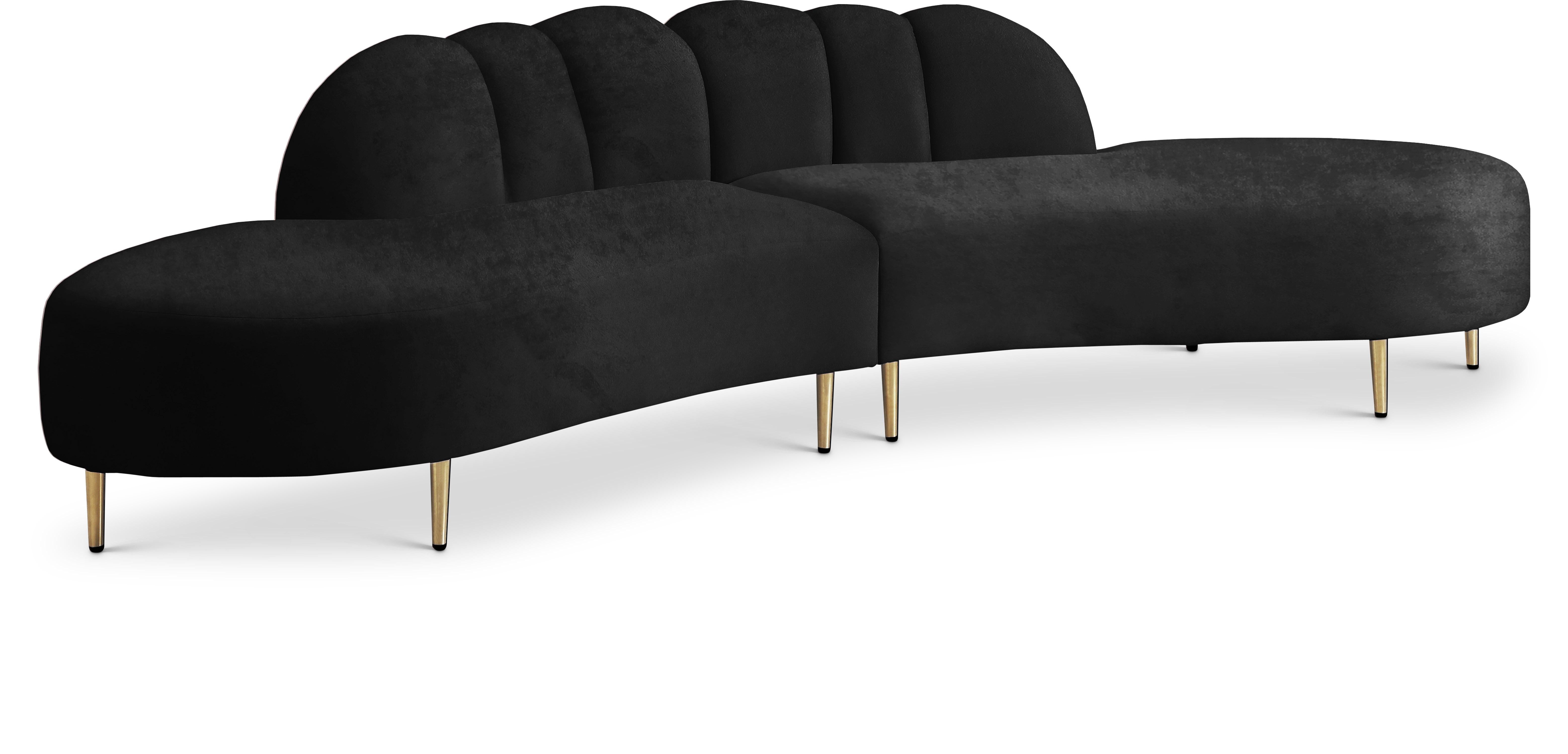 Divine Black Velvet 2pc. Sectional image