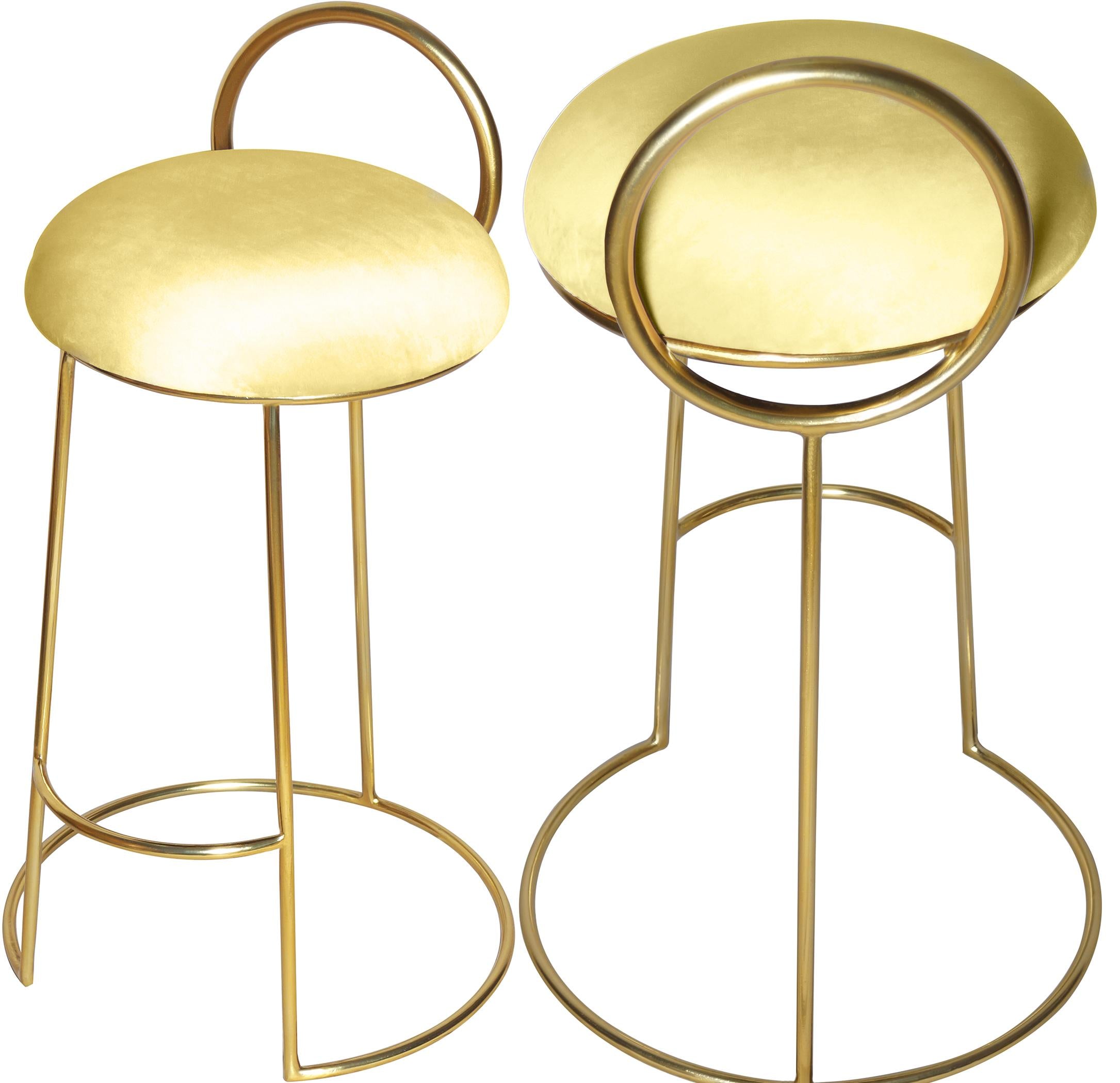 Ring Yellow Velvet Counter Stool image