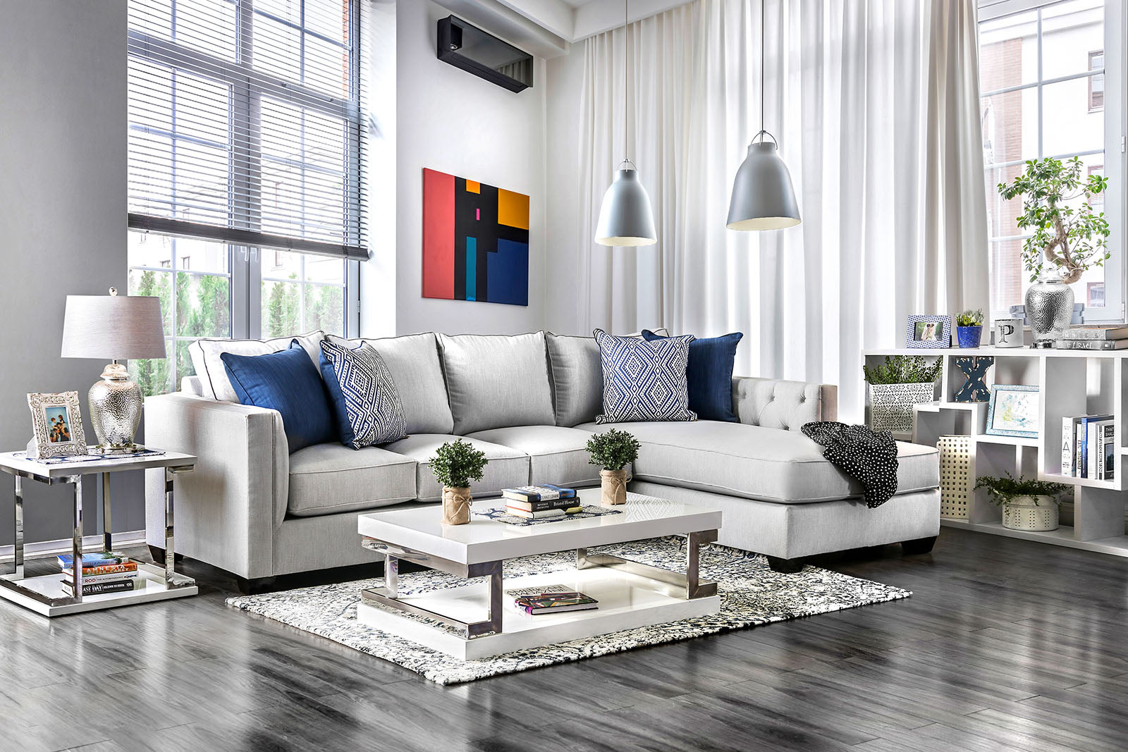 Ornella Light Gray/Blue Sectional image